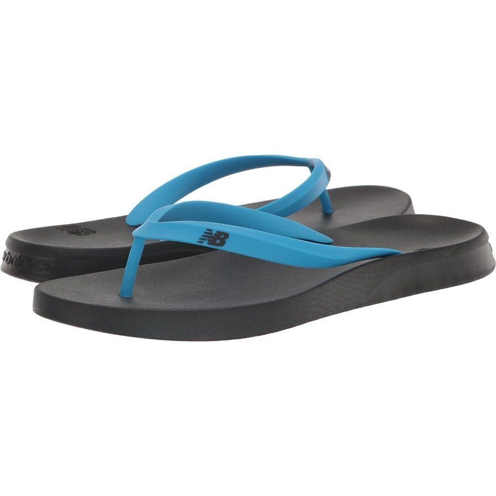 New Balance Men's Pool Locker Synthetic Flip Flop Sandals Black/Blue Size 12 NWT